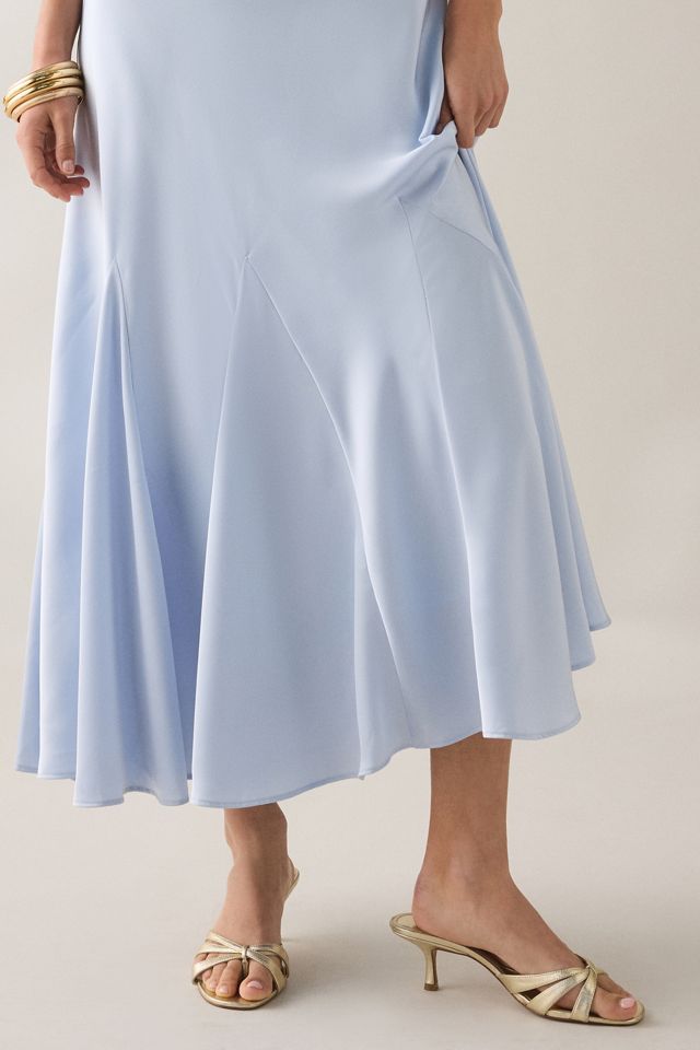 ASTR The Label Araxie Godet Off-The-Shoulder Satin Midi Dress #4