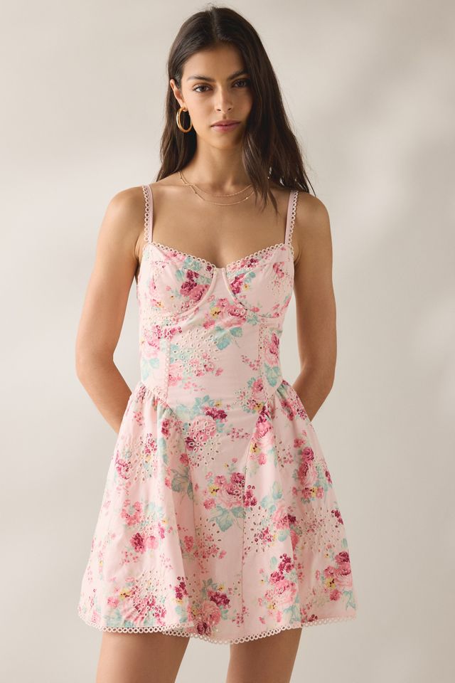 ASTR The Label Birdie Floral Eyelet Corset Mini Dress | Urban Outfitters