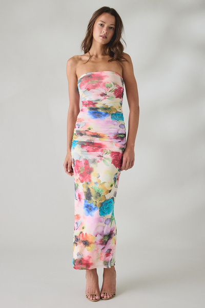 strapless watercolor print fit & flare dress Watercolor Short Hoco Dress: Ava Presley 26444 Lilac / 00