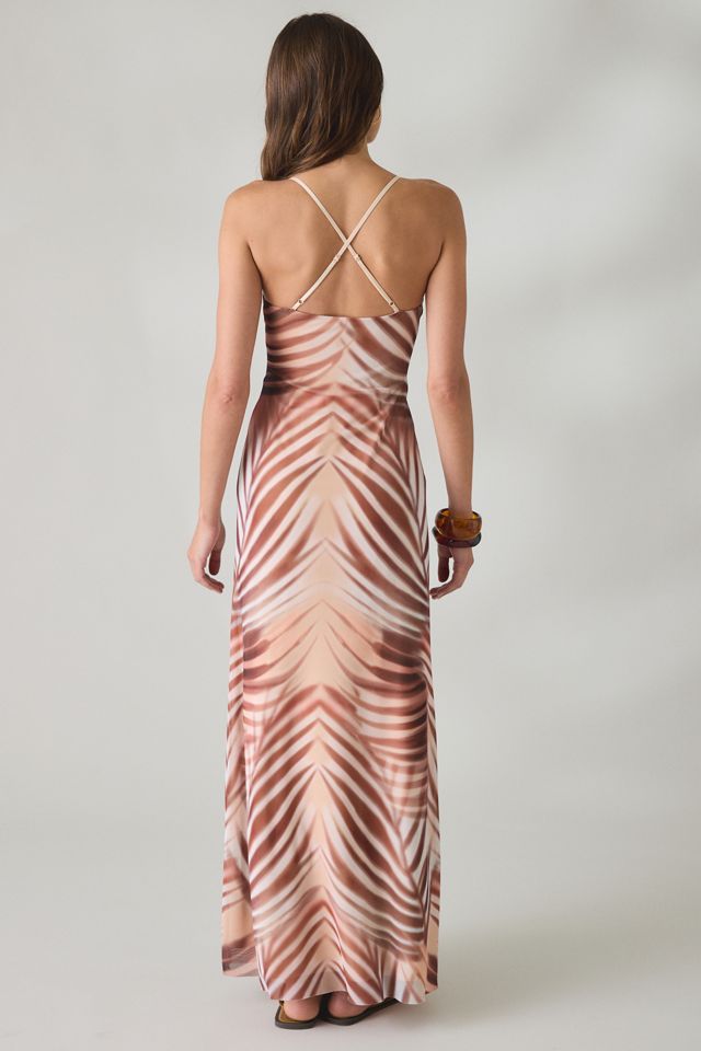 AFRM Romy Kissing Palms Mesh Crisscross Strap Maxi Dress #3