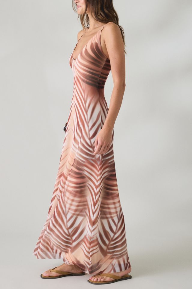 AFRM Romy Kissing Palms Mesh Crisscross Strap Maxi Dress #4