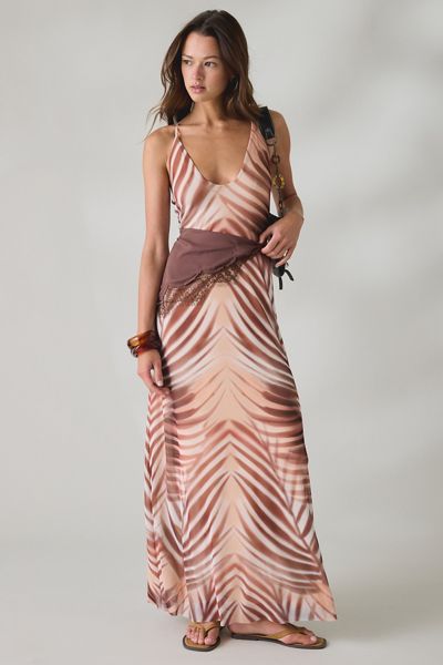 Robe maxi en maille à bretelles croisées Romy Kissing Palms AFRM