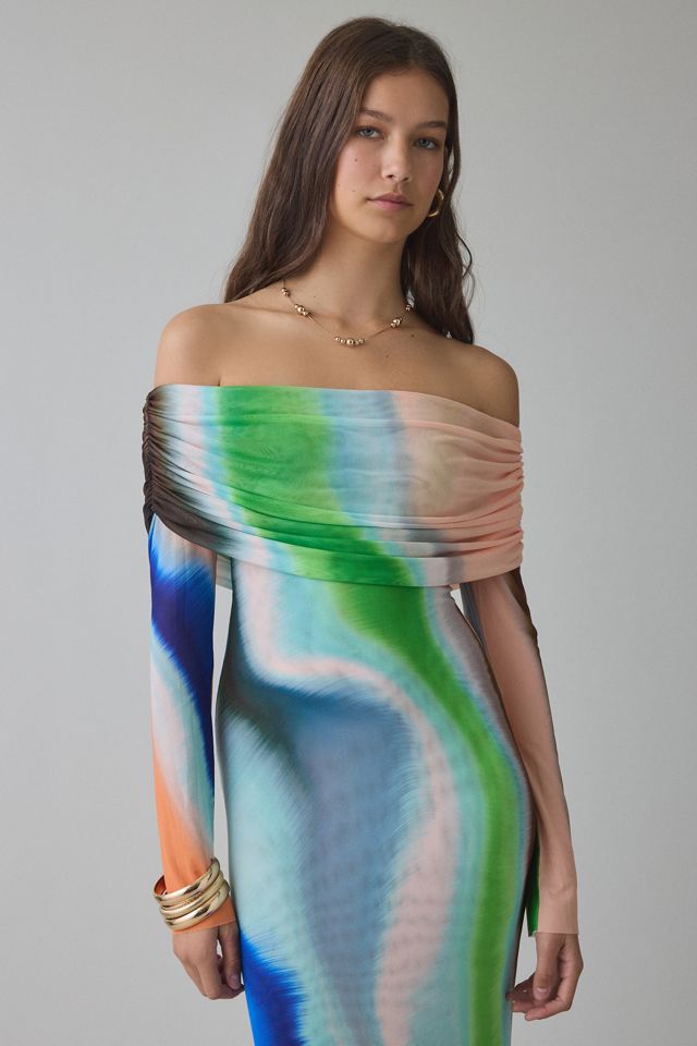 AFRM Essie Mesh Off-The-Shoulder Long Sleeve Maxi Dress #1