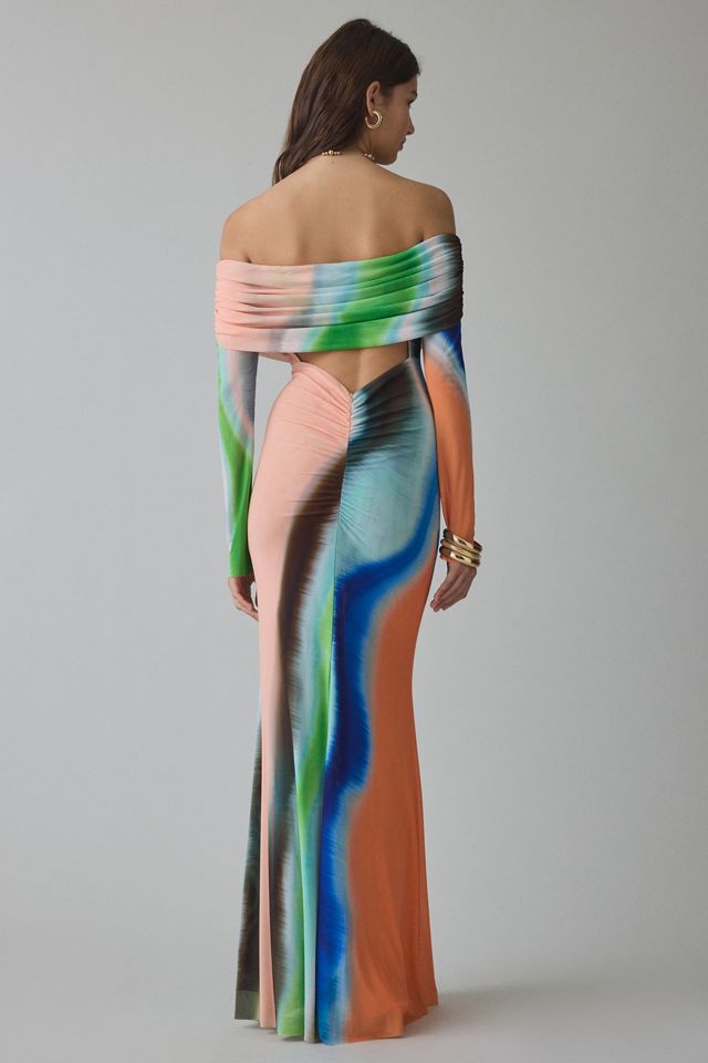 AFRM Essie Mesh Off-The-Shoulder Long Sleeve Maxi Dress #3
