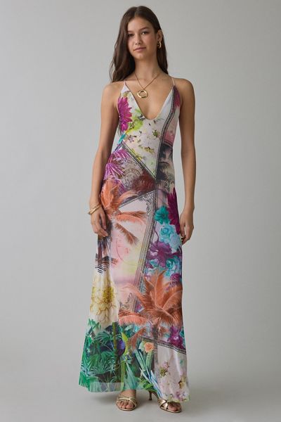 AFRM Romy Plunging Strappy Mesh Maxi Dress