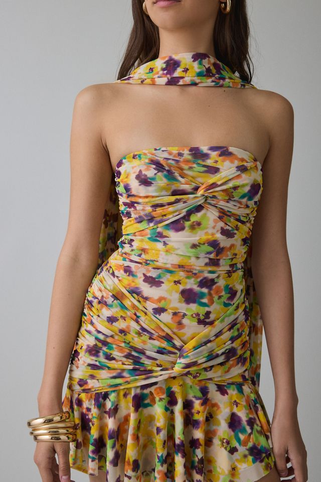 AFRM Ineson Knotted Scarf Detail Strapless Mini Dress #1