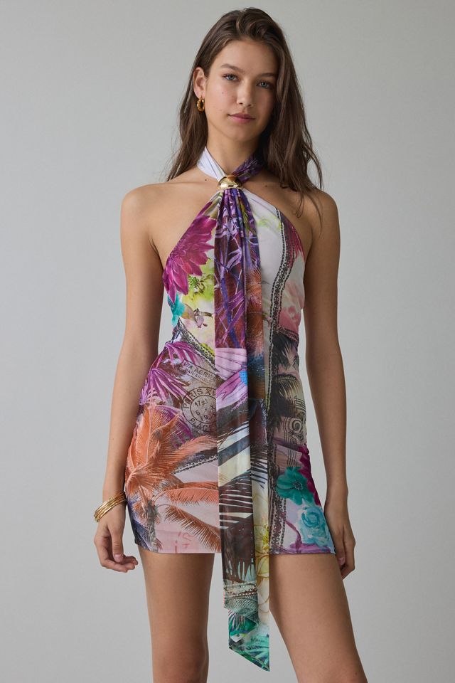 AFRM Brylee Ring Detail Tie Halter Neck Mini Dress #4