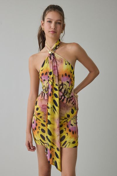 AFRM Brylee Ring Detail Tie Halter Neck Mini Dress