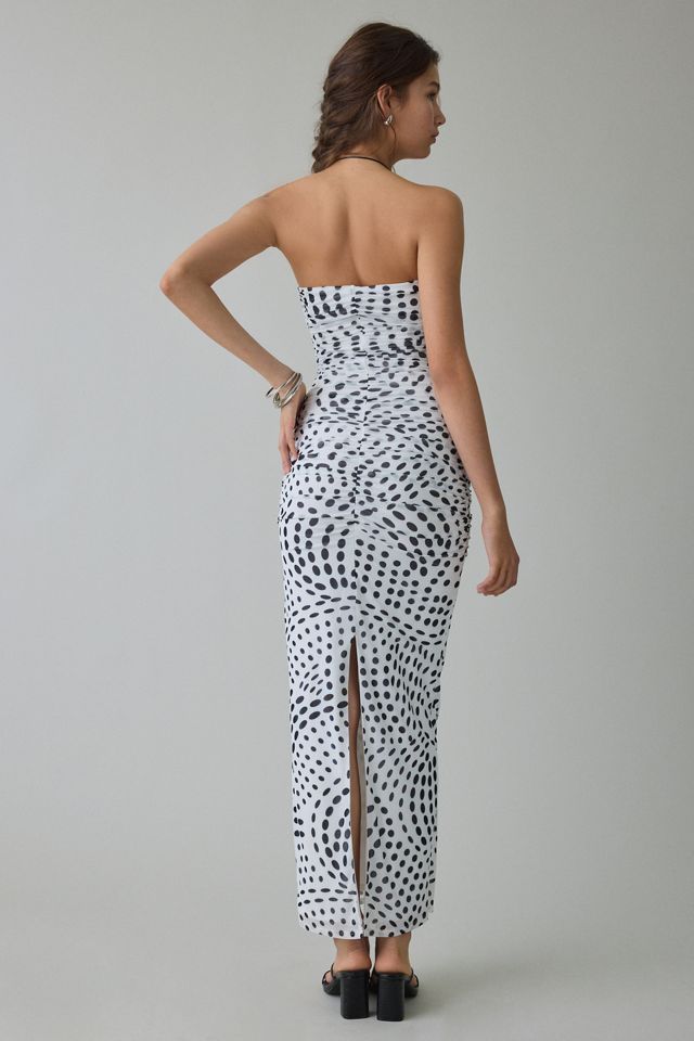 AFRM Marlo Ruched Mesh Strapless Bodycon Maxi Dress #3
