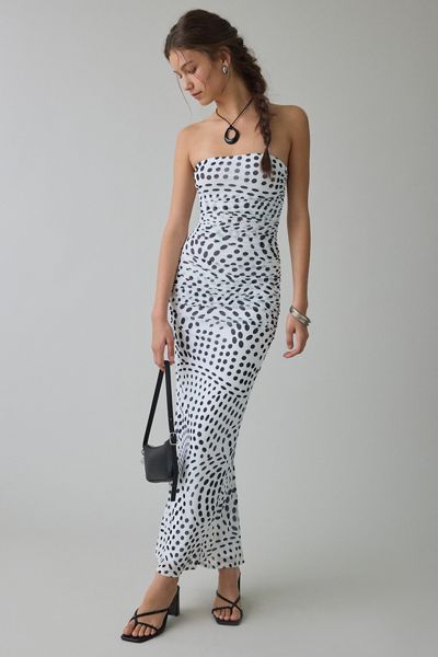Robe maxi moulante sans bretelles en maille froncée Marlo AFRM