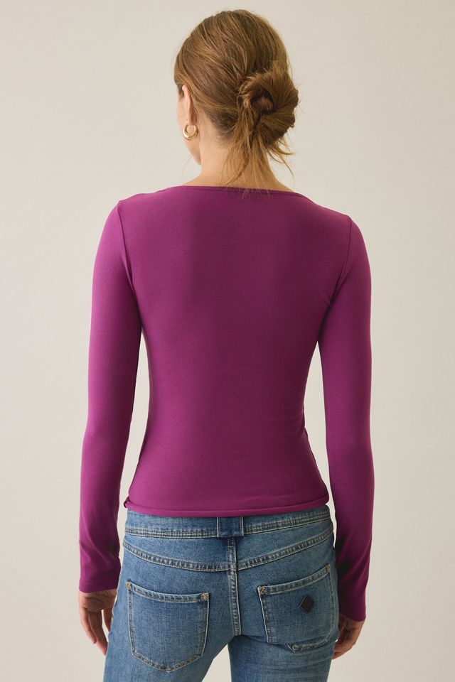 Kimchi Blue Mary Long Sleeve Lace Trim V-Neck Top #3