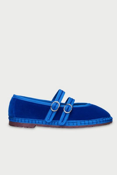 Flabelus Mae Strappy Velvet Mary Jane Flat