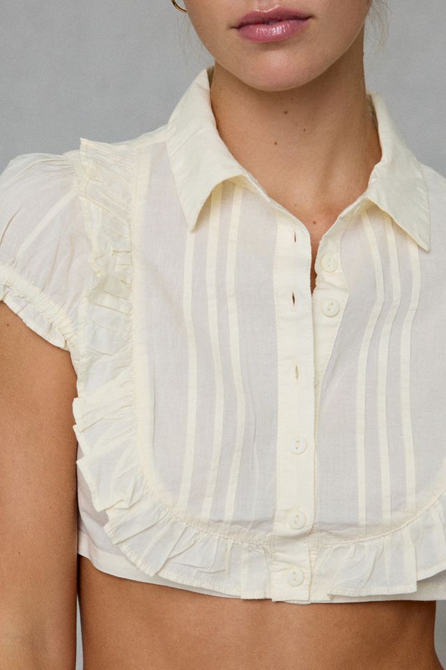 Kimchi Blue Bella Cropped Short Sleeve Button-Down Blouse #1