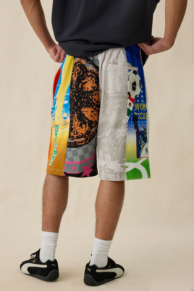 PLEASURES Soccer Flag Pattern Paneled Wide Leg Shorts #2