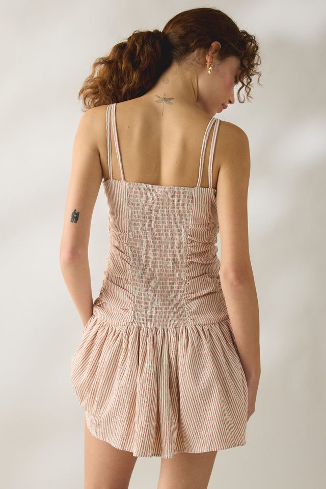 Daisy Street Candy Striped Ruched Drop Waist Mini Dress | Urban