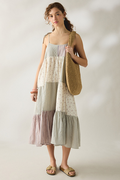 Daisy Street Picnic Patchwork Trapeze Maxi Dress | Urban