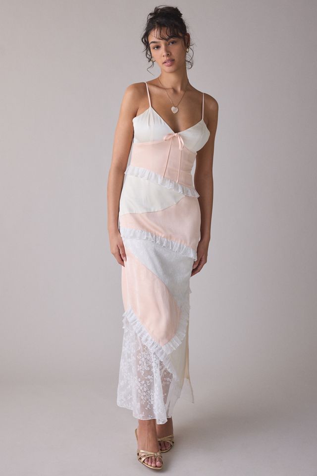 Daisy Street Lollipop Asymmetric Spliced Slip Maxi Dress | Urban