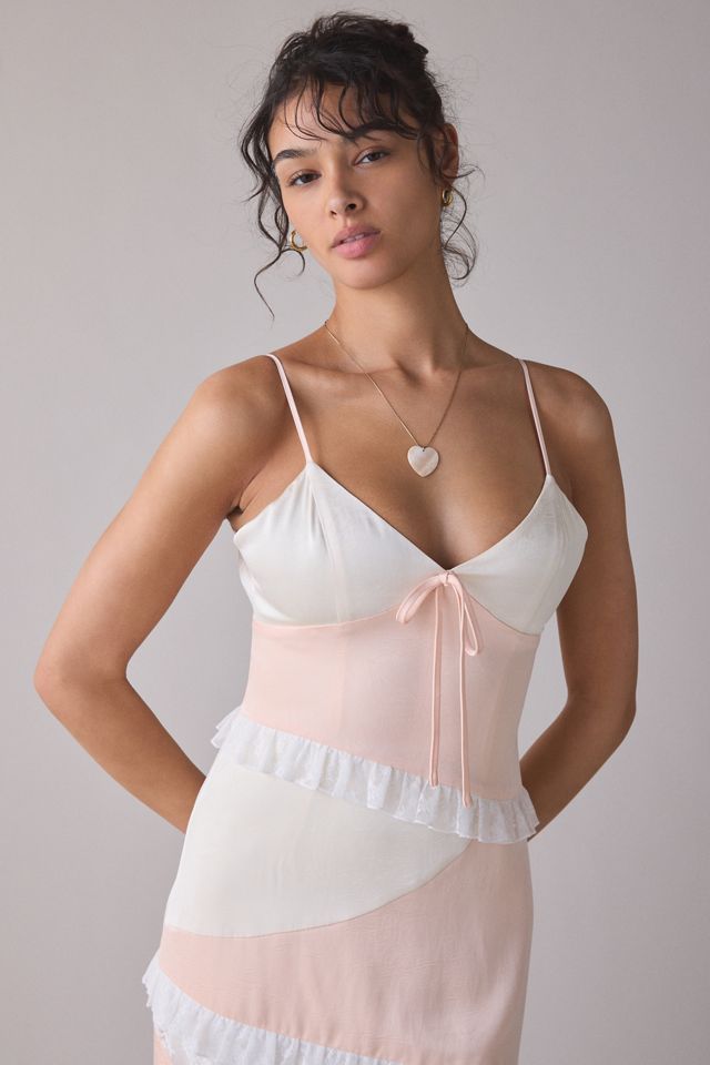 Robe longue à bretelles asymétrique épissée Lollipop Daisy Street #3
