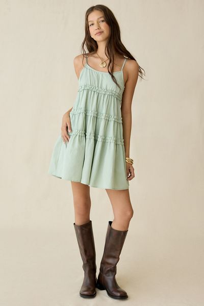 Daisy Street Dream Drifter Tiered Babydoll Mini Dress