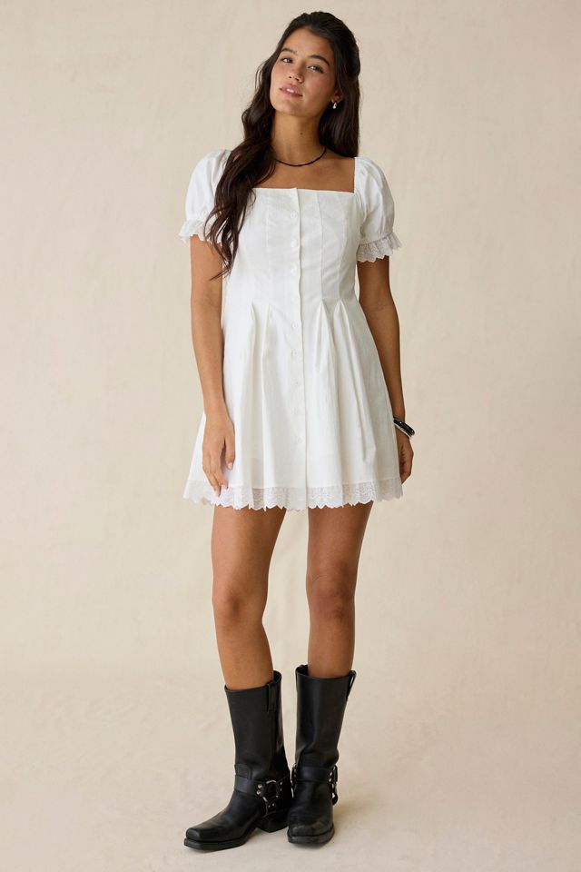 Daisy Street Teacup Lace Trim Puff Sleeve Mini Dress #2