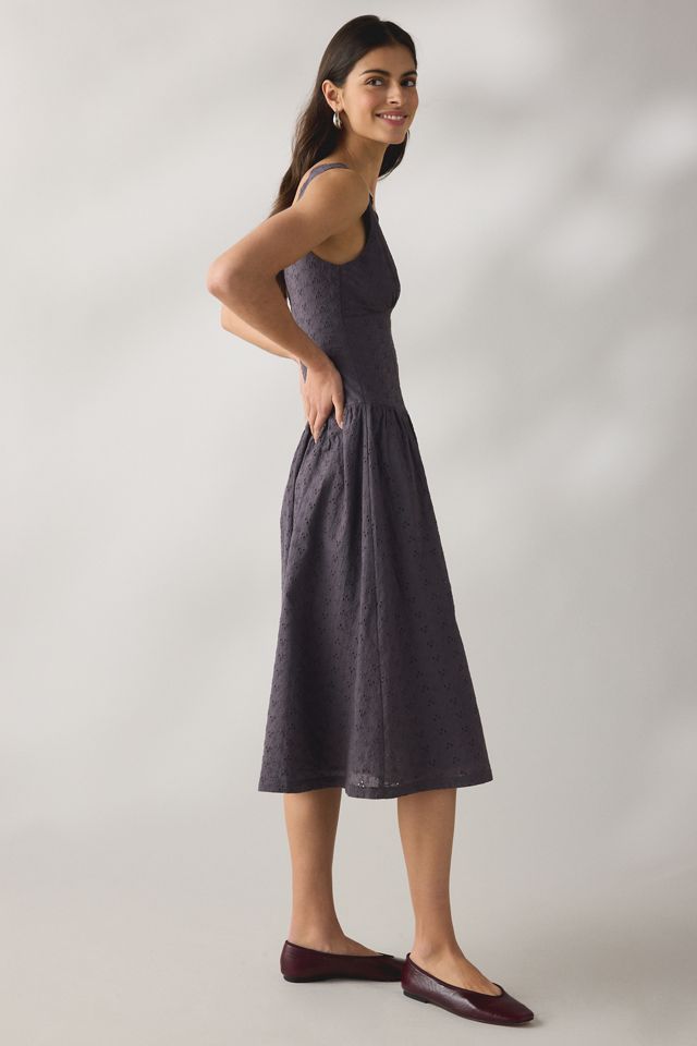 Daisy Street Fern Eyelet Lace Milkmaid Midi Dress #2