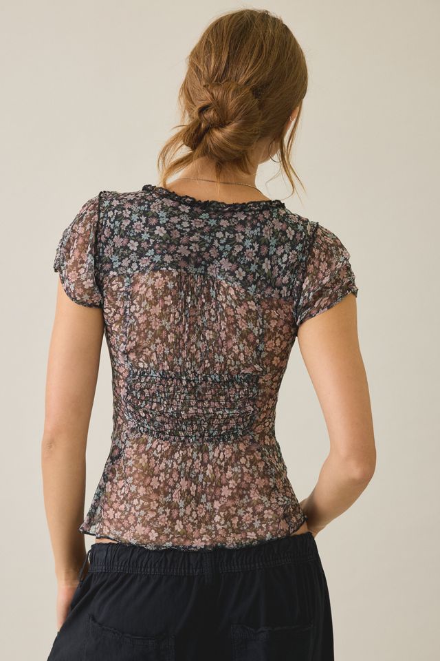 Kimchi Blue Kate Sheer Chiffon Short Sleeve Blouse #2
