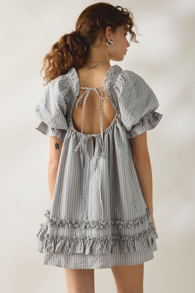 Daisy Street Seersucker Cotton Puff Sleeve Mini Dress #1