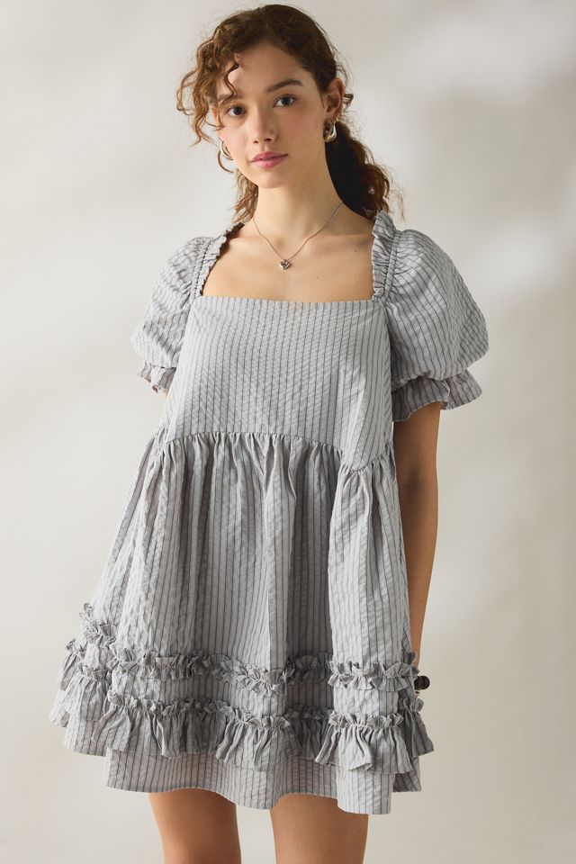 Daisy Street Seersucker Cotton Puff Sleeve Mini Dress #2