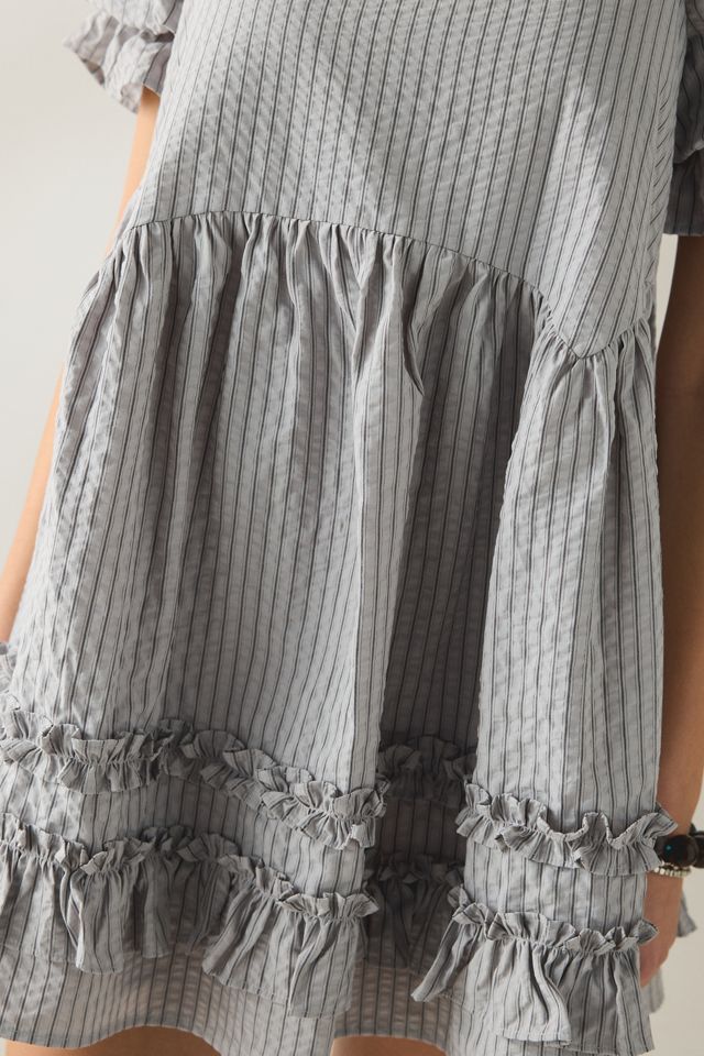 Daisy Street Seersucker Cotton Puff Sleeve Mini Dress #3