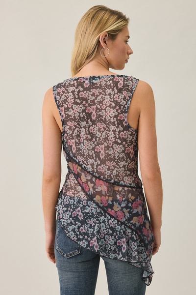Kimchi Blue Jade Patchwork Floral Chiffon Asymmetric Cami