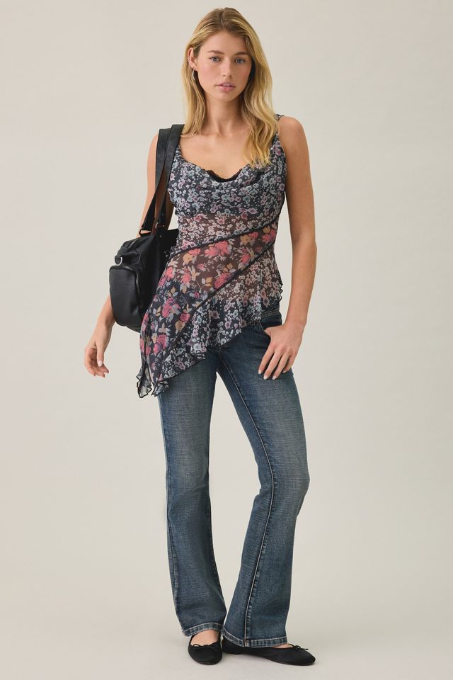 Kimchi Blue Jade Patchwork Floral Chiffon Asymmetric Cami #4