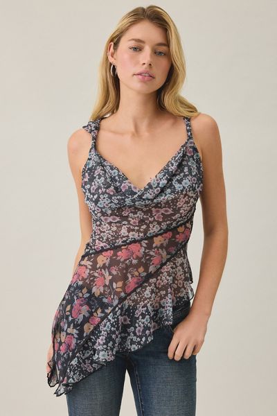 Kimchi Blue Jade Patchwork Floral Chiffon Asymmetric Cami