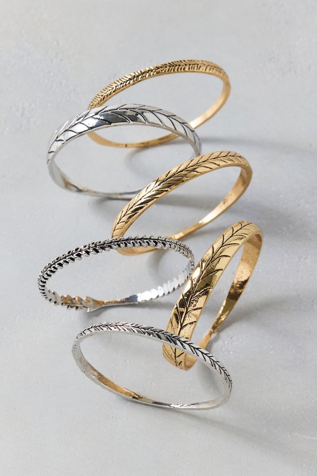 Ripple Mixed Metals Bangle Bracelets Set #1