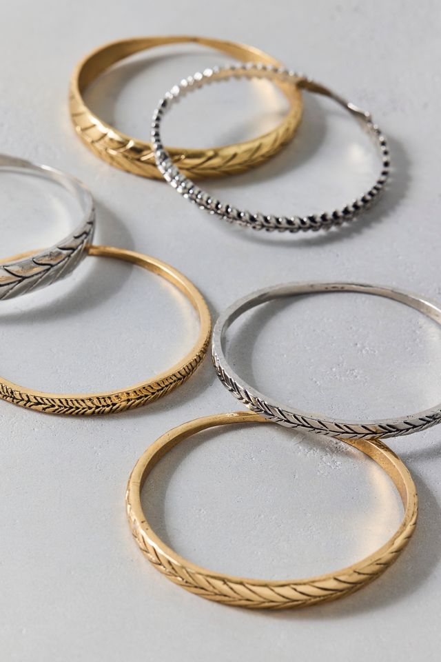 Ripple Mixed Metals Bangle Bracelets Set #2