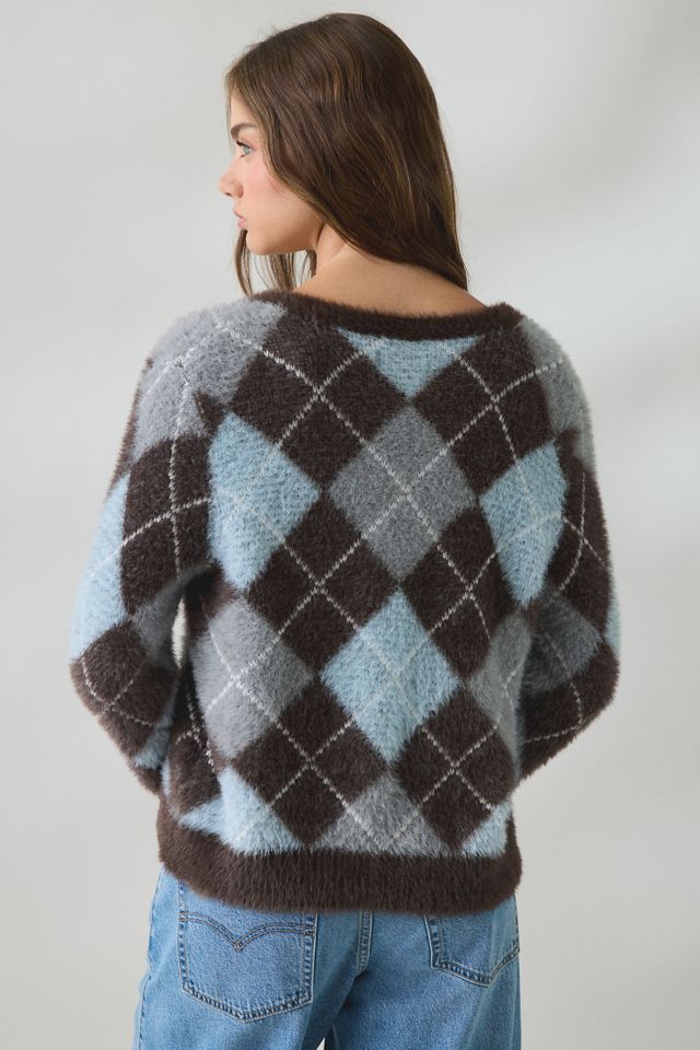 BDG Kennedy Argyle Fuzzy Knit Oversized Cardigan #2