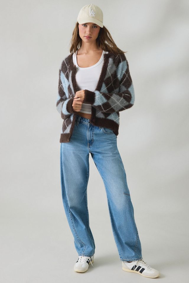 BDG Kennedy Argyle Fuzzy Knit Oversized Cardigan #3