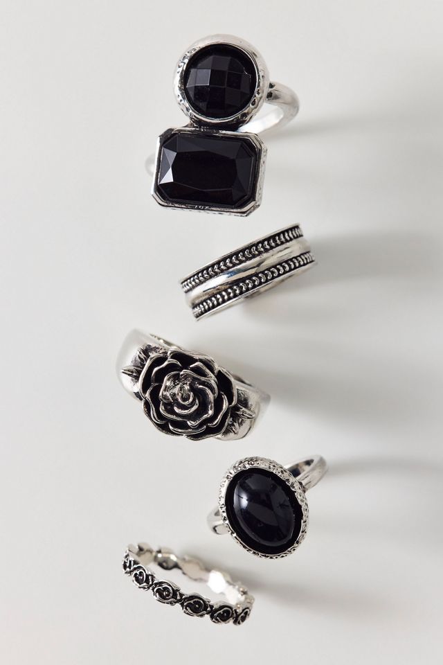 Obsidian Rose Statement Rings Set #1