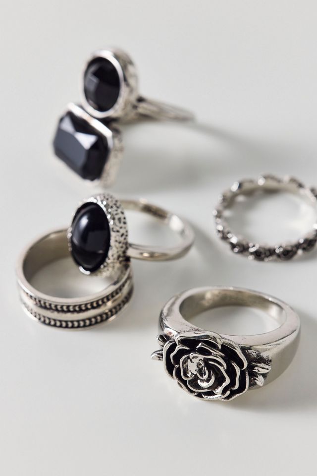 Obsidian Rose Statement Rings Set #2