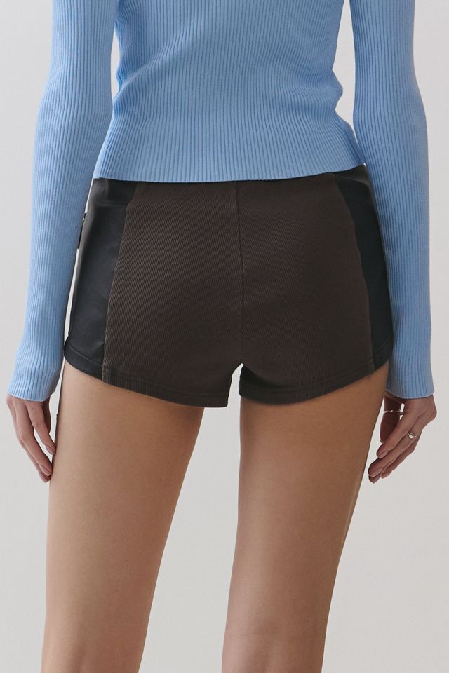 Personal Code Raya Washed Pleather Cargo Micro Shorts With Rib Contrast #4