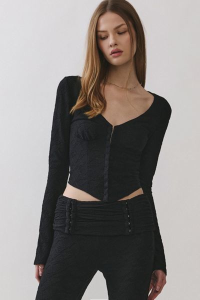 Personal Code Zelda Textured Lace Hook & Eye Top
