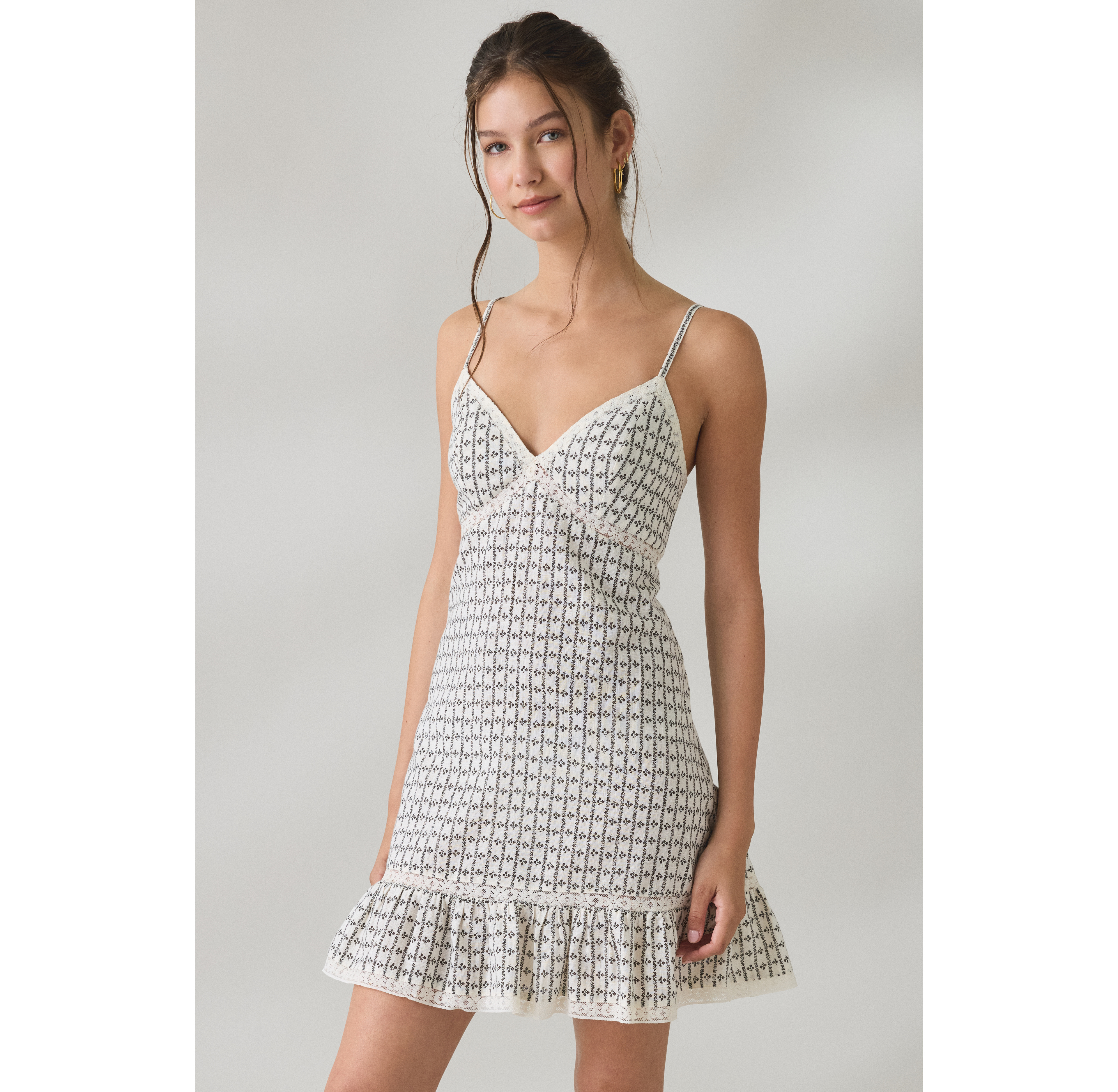 Kimchi Blue Willow + Wisp Lace Trim Babydoll Mini Dress