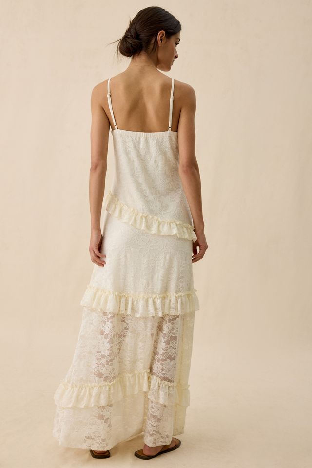 Kimchi Blue Stardust Petals Asymmetric Ruffle Lace Maxi Dress #1