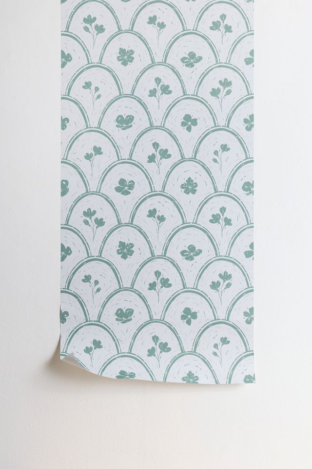 Marufemia Rustic Scallop Floral Block Print Removable Wallpaper #1