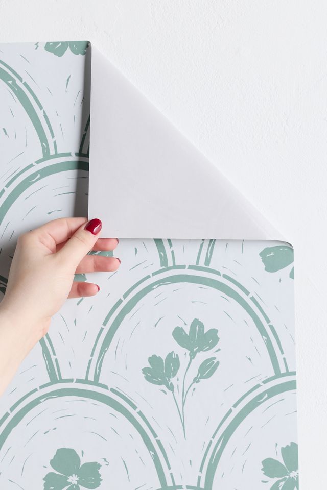 Marufemia Rustic Scallop Floral Block Print Removable Wallpaper #2