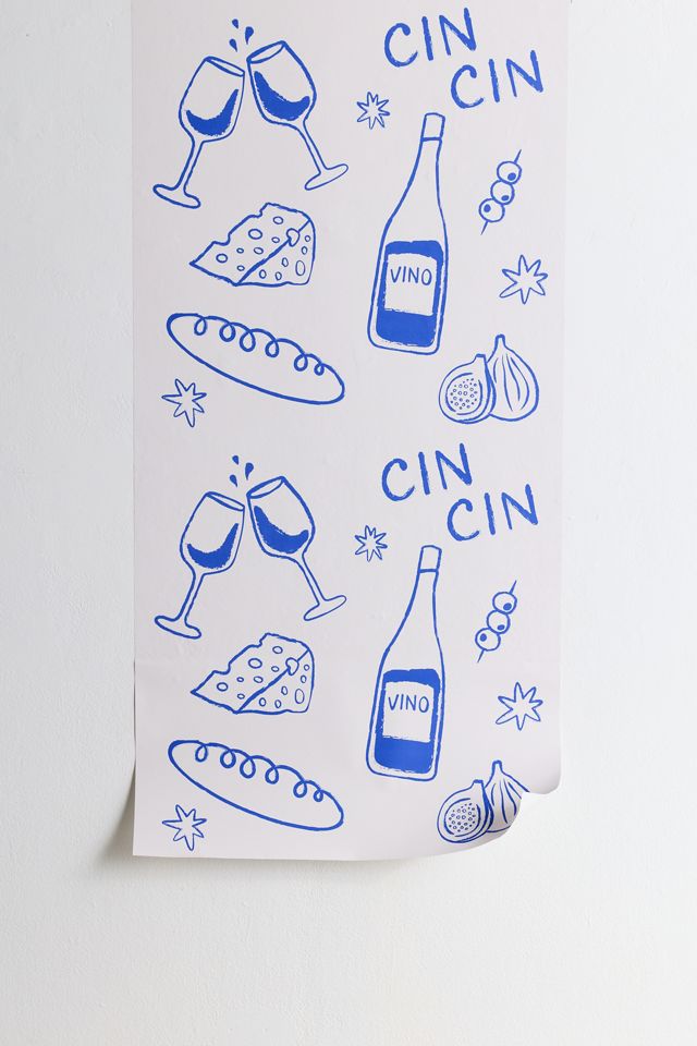 thespacehouse Wine & Cheese Cheers Removable Wallpaper #1