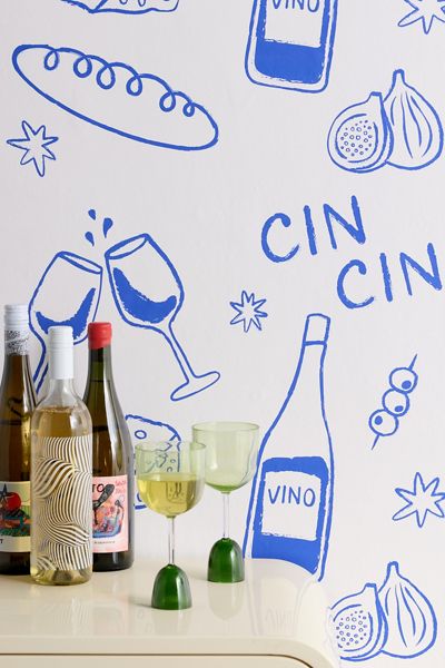 thespacehouse Wine & Cheese Cheers Removable Wallpaper