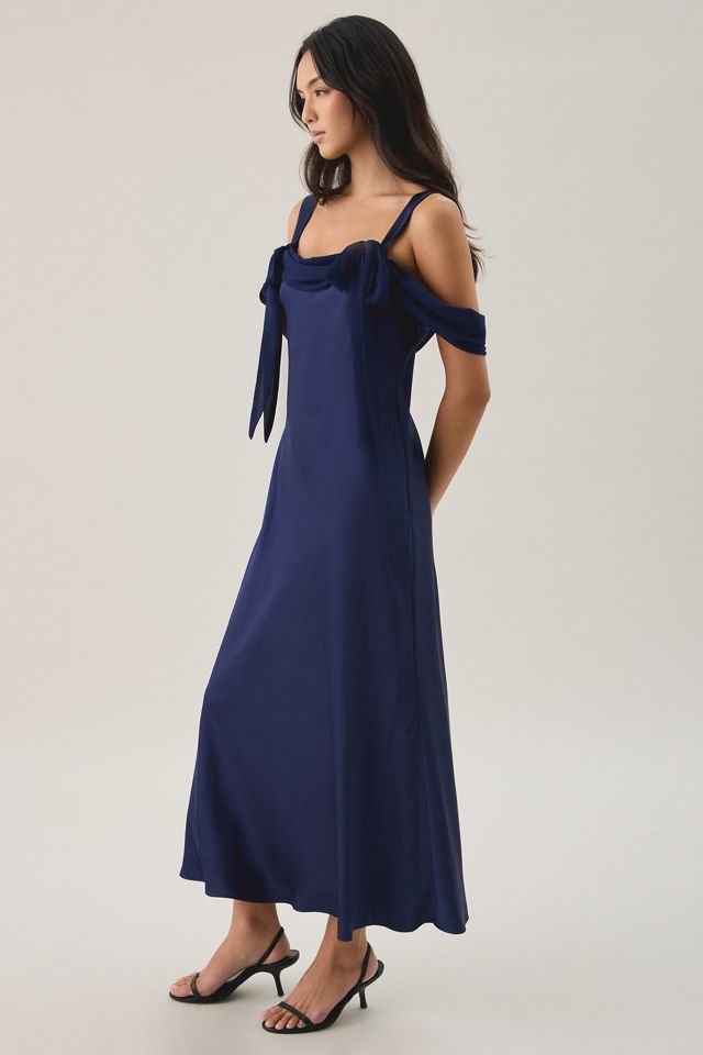 Lulus Noah Draped Cold Shoulder Satin Midi Dress #2