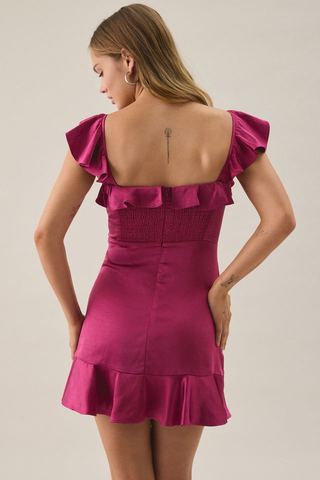 Lulus Sunny Square Neck Ruffle Satin Mini Dress #4
