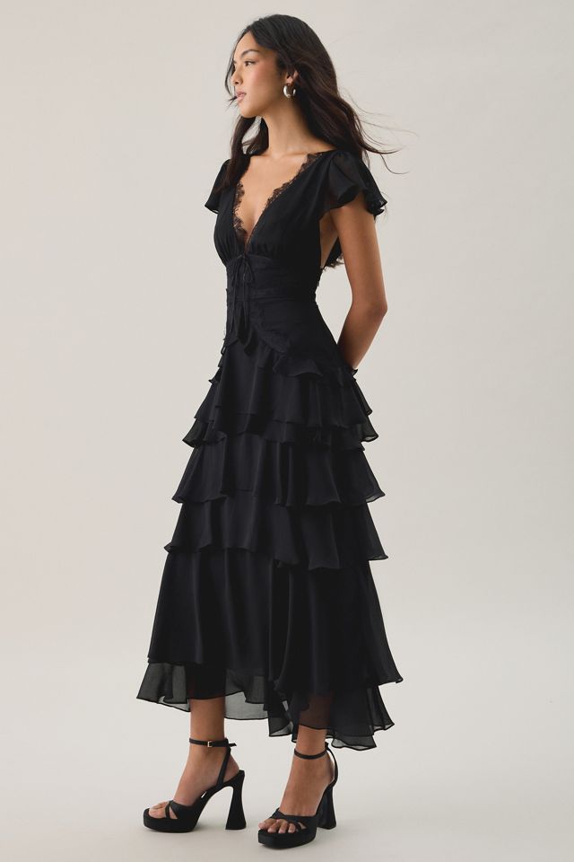 Lulus Sai Tiered Ruffle Flutter Sleeve Midi Dress #2