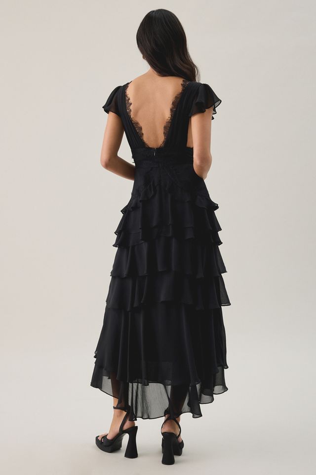 Lulus Sai Tiered Ruffle Flutter Sleeve Midi Dress #4